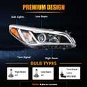 Headlight Assembly for 2015 2016 2017 Hyundai Sonata, Passenger & Driver Side Halogen Headlamp with Clear Lens Black Housing Amber Reflector (All Bulbs Included), 1 Pair, 92102-C2000 HY2503183