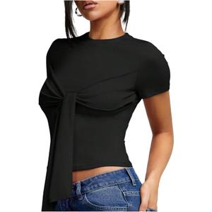 MakeMeChic Women's Knit Cap Sleeve Tops Mock Neck Shirts Slim Fitted Going Out Tees Y2k Clothes 2025 (XS)