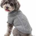 Thick Knit Dog Sweater, Warm Turtleneck Pullover Winter Sweaters for Small, Medium Dogs, Cute Knitted Pet Clothes for Puppy, Holiday Costume for Boy & Girl Doggy, Mini Schnauzer Outfit, Grey M