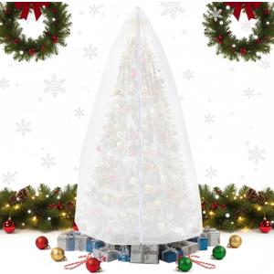 Amylove 9.84 ft Upright Christmas Tree Storage Bag White Extra Large Jumbo Christmas Tree Removal Disposal Bag with Zipper Drawstring Waterproof Tear Proof Upright Cover for Xmas Daily Home Storage