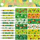 2 x MALOKI 12 Pcs Pretty Fancy Cute Funny Pens for Women St Patricks Day Decorations Accessories Gifts Shamrock Decor Retractable Green Floral Aesthetic Pens for Irish Party Supplies Favors