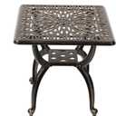 C/G Cast Aluminum Side Table,Decorative Outdoor End Table, Ornate Floral Pattern (Square, Copper), round, 18-inch diameter