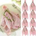 HunnmingRe 80 Set Dusty Pink Cheesecloth Napkins with Napkins Ring 18 x 18 Inch Gauze Sage Cloth Napkin Cotton Reusable Dinner Leaf Ribbon Rustic Linen Table for Wedding Baby Shower Event Party