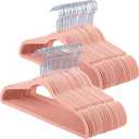 ELONG HOME Velvet Hangers - 50 Pack, Peach Pink Slim Felt Hangers with 360 Swivel Hook, Non-Slip Heavy Duty for Coats & Dress Clothes