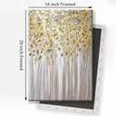 Gold Leaf Picture Abstract Golden Painting Grey Gold and White Artwork Modern Textured Wall Art Golden Tree Artwork Minimalist Botanical Prints Abstract Leaves Canvas Wall Art 16x24inch Framed