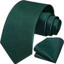 HISDERN Ties for Men Solid Tie Handkerchief Set Classic Woven Silk Business Polka Dot Mens Ties Necktie Wedding Party (01-green1)