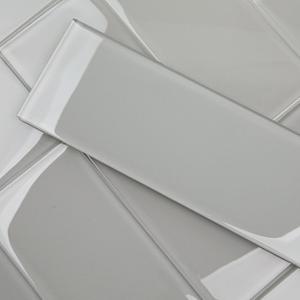 Lovdeco Warm Grey Glass Subway Tile, Glass for Bathroom Kitchen Shower Backsplash Wall, 4 x 12 Inches, 4 Sq.Ft.