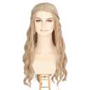 Miss U Hair Long Blonde 70s Hippie Wigs for Women Elf Princess Bride Wig Renaissance Long Wavy Halloween Costume Wig