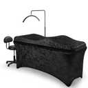 Shiny Curvy Lash Bed Foam Topper and Table Cover Set, High Density Foam Soft Support Neck Leg Back, Contour Design for Body Massage Table Topper (70.8"x23.6"x7.1", Black)