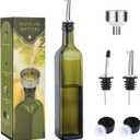 AOZITA 17oz Glass Olive Oil Bottle Dispenser - 500ml Green Oil and Vinegar Cruet with Pourers and Funnel - Olive Oil Carafe Decanter for Kitchen