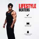 Ekkovision Lifestyle Beaters, Men's Tank Tops, Cotton Spandex Tanks for Men, Regular Fit, Ribbed Fabric, 3 Pack Medium Black
