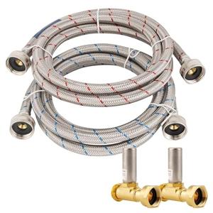 PLUMBINGMASTER 6 FT Stainless Steel Washing Machine Hoses with Water Harmmer, 2 Pack Red and Blue Washer Hoses,Burst Proof Hot & Cold Water Connection Inlet Washer Supply Lines