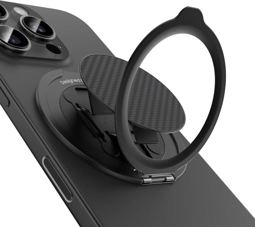 BENKS ArmorPop Magnetic Phone Grip & Stand for MagSafe, 360 Rotation Adjustable Phone Ring Holder for iPhone 17/16/15/14/13/12 Series, Durable Kevlar Design