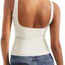 SUUKSESS Women Padded Open Back Boat Neck Tank Tops Double Lined Basic Shirts XL