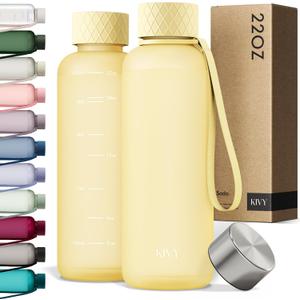 KIVY Slim Water Bottle 22oz [Lightweight & Shatterproof] Leak Proof Bottle for Women & Men - Clear plastic water bottle no straw - Dishwasher Safe Tritan Bottle BPA Free (Butter)