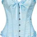 SZIVYSHI Corset Tops for Women, Bustier Shapewear Lingerie, Lace Waist Push Up Bodysuit (X-Small, Crystal Blue)