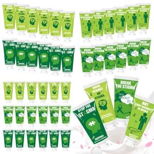Piuaeue 50 Pcs Mental Health Awareness Month Favors Green Awareness Ribbon Hand Cream Gifts Bulk Figure Hydrating and Soothing Hand Lotion for Mental Health Month Party Gifts Supplies