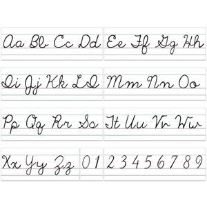 Humyoun Set of 9 Cursive Writing Bulletin Board Cursive Alphabet Wall Strip for Teacher Supplies, Classroom Teaching Tool, Homeschooling, Kids Education(Simple)