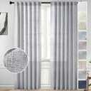 Light Grey Linen Semi Sheer Curtains 84 Inch Long 2 Panels for Living Room Rod Pocket Back Tab Privacy Added Farmhouse Window Curtain Panels with Light Filtering Vertical Drapes for Bedroom