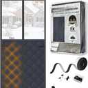 Magnetic Thermal Insulated Door Curtain Transparent Top Part 34''*81'', Thermal Door Cover Blanket for Winter ,Automatically Closes Entering Or Exiting (Gray, Fit Door Size 32''x80'')