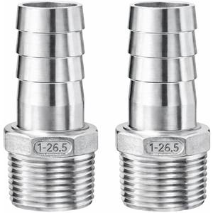 Stainless Steel Hose Barb Fitting,1" Hose Barb to 1" Male NPT, for Water Fuel Air (Pack of 2)