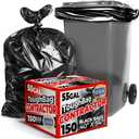 ToughBag 55-60 Gallon Heavy Duty Trash Bags - 150 Count, Large Black Garbage Bags - Made in USA