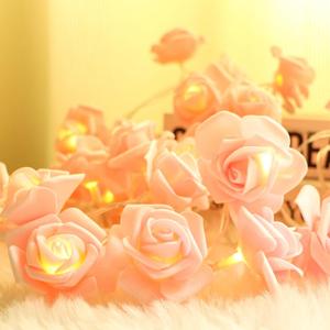 KIMOBER 30 LEDs Valentine's Day Rose Flower String Lights,Battery Powered Lighting Pink Rose Decoration for Valentine's Day Mother's Day Wedding Party