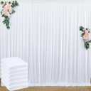 30 ft x 8 ft White Backdrop Curtain Drapes for Wedding Parties, 6 Panels 5 ft x 8 ft Wrinkle Free Polyester Photo Drapes for Birthday Party Baby Shower Backdrop Stand