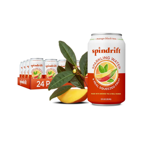 Spindrift Mango Black Tea Can 12 Ounce (Pack of 24) BBD: 10/21/25