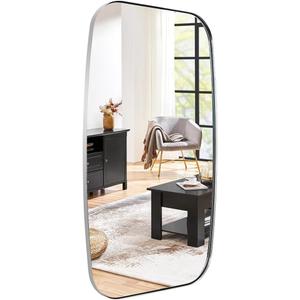 ANDY STAR Chrome Bathroom Mirror, 24x40 Inch Polished Chrome Oval Mirror for Bathroom with Stainless Steel Metal Frame, Oblong Mirror for Bathroom, Living Room, Entryway