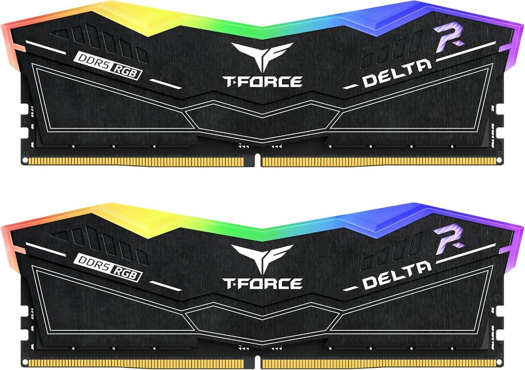 TEAMGROUP T-Force Delta RGB DDR5 Ram 32GB (2x16GB) 6000MHz PC5-48000 CL38 Intel XMP 3.0 & AMD Expo Compatible Desktop Memory Module Ram Black FF3D532G6000HC38JDC01