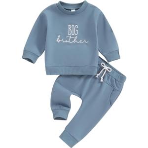 Bonangber Sibling Matching Outfits Newborn Toddler Baby Long Sleeve Crewneck Sweatshirt with Pants Cute Fall Winter Clothes Size 100