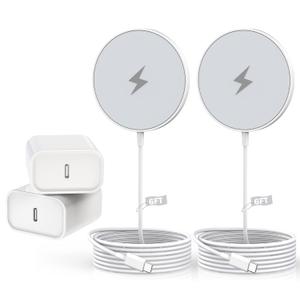 Magnetic Charger for iPhone 17,Mag-Safe Fast Wireless Charging 2Pack 6Foot Magnetic Apple Charger Pad with 2Pack USB C PD Fast Charging Block for iPhone 17/17 Pro/16 Pro Max/Plus/15/14,AirPods 3/Pro 2