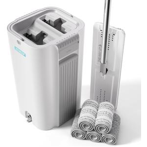 JOYMOOP 8L Flat Mop System with Extension Handle, Large Capacity for Household & Commercial Use, Ideal for Floor, Window & Wall Cleaning Includes 5 Washable Microfiber Pads for Wet & Dry Use