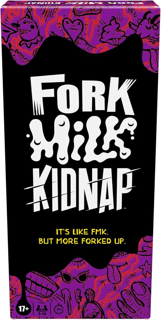Hasbro Gaming Fork Milk Kidnap Game for Adults Only, an Adult Party Game of Questionable Choices, Ages 17+, for 3 to 10 Players, Hilarious NSFW Card Games (Multicolor) Hasbro Gaming Fork Milk Kidnap Game for Adults Only, an Adult Party Game of Questionable Choices, Ages 17+, for 3 to 10 Players, Hilarious NSFW Card Games (Multicolor)