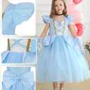 Cinderella Costume for Girls Kids Blue Princess Dress with Accessories Halloween Birthday Party Outfits, 110
