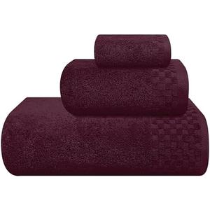 MyOwn Ultra Soft 3 Pack Cotton Towel Set, Contains a Bath Towels 28x55 inch, a Hand Towels 16x24 inch & a Wash Coths 12x12 inch, Ideal Everyday use, Compact & Lightweight - Burgundy
