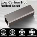 Zonon Square Hot Rolled Steel Tube, 2" x 2", 1/4" Wall Thickness, 6" Length Steel Square Tubing for Industrial Accessories