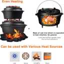 Overmont Camp Dutch Oven Pre Seasoned Cast Iron Lid Also a Skillet Casserole Pot with Lid Lifter for Camping Cooking BBQ Baking 9QT(Pot+Lid)