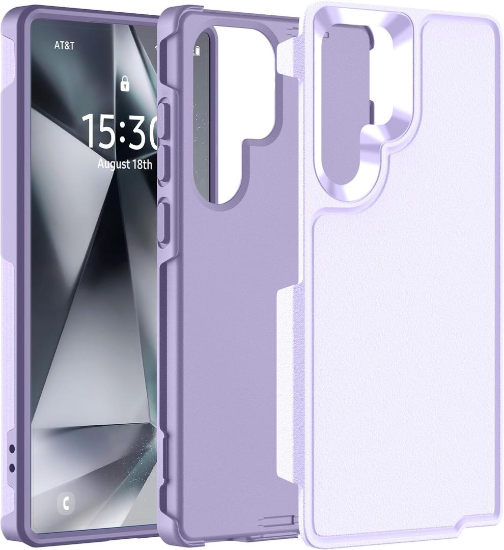 Hualele for Samsung Galaxy S23 Ultra Case,[Military Grade Protection] [Dropproof Shcokproof] Anti-Slip Grip Dual Layer Rugged Heavy Duty Galaxy S23 Ultra Phone Case,Light Purple