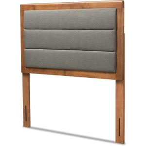 Baxton Studio Dexter Modern and Contemporary Dark Grey Fabric Upholstered and Walnut Brown Finished Wood Twin Size Headboard