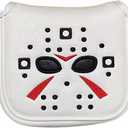 Golf Putter Cover White Mallet Putter Headcover Magnetic Hockey Golf Club Cover Headcover for All Brand 5.51" Width, 5.11" Width