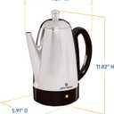 West Bend Electric Percolator Classic Style Coffee Maker with Heat Resistant Handle Base and Detachable Cord with Stainless Steel Stem and Basket, 12-Cup, Silver