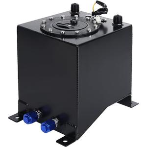 LokoCar 2.5 Gallon 10L Fuel Cell Tank with Cap and Level Sender Polished Aluminum Universal Black