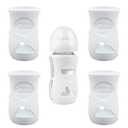 4 Pack Silicone Sleeves for Avent Natural Glass Baby Bottles, Anti Breakage Baby Bottle Holder, Compatible with Philips Avent Glass Natural Baby Bottle, BPA Free (White, 8 OZ)