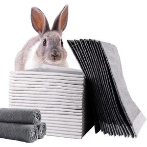 Tfwadmx Rabbit Pee Pads 18" x 24" 100 Pcs Guinea Pig Super Absorbent Cage Liners Bunny Disposable Black Carbon Diapers Small Animal Training Accessories with Quick-Dry Surface (100 Pcs-17.72" x 12.99" (Gray))