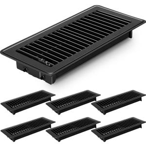 4x10 Floor Vents Heavy Duty Floor Registers, Floor Air Vent Covers 4 X 10 for Home Floor Wall Ceiling, Rust Proof Finish Registers Grilles & Vents (6, Black, 4x10 Inches)