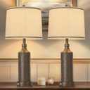 AIDENOEY 27.5" H 3-Way Dimmable Touch Control Table Lamp Set of 2，Vintage Bedside Lamp Nightstand Lamps with USB A+C Ports, Black Brown Finish Resin Table Lamp, for Living Room,Bedroom，Office