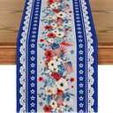 Artoid Mode Blue Poppy American Flag Stars 210 GSM 4th of July Table Runner, Memorial Day Kitchen Dining Table Decoration for Home Party Decor 13x90 Inch