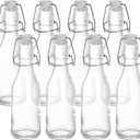 Kingrol 8 Pack 8 oz Swing Top Glass Bottles, Airtight Lid Syrup Bottles, Flip Top Brewing Bottle for Kombucha, Kefir, 2nd Fermentation, Beer, Wine, Beverages, Water